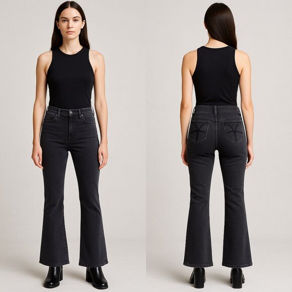 Kut from the Kloth Womens Baby Bootcut Jeans Size 8 Short Black Stretch Denim - Picture 3 of 13